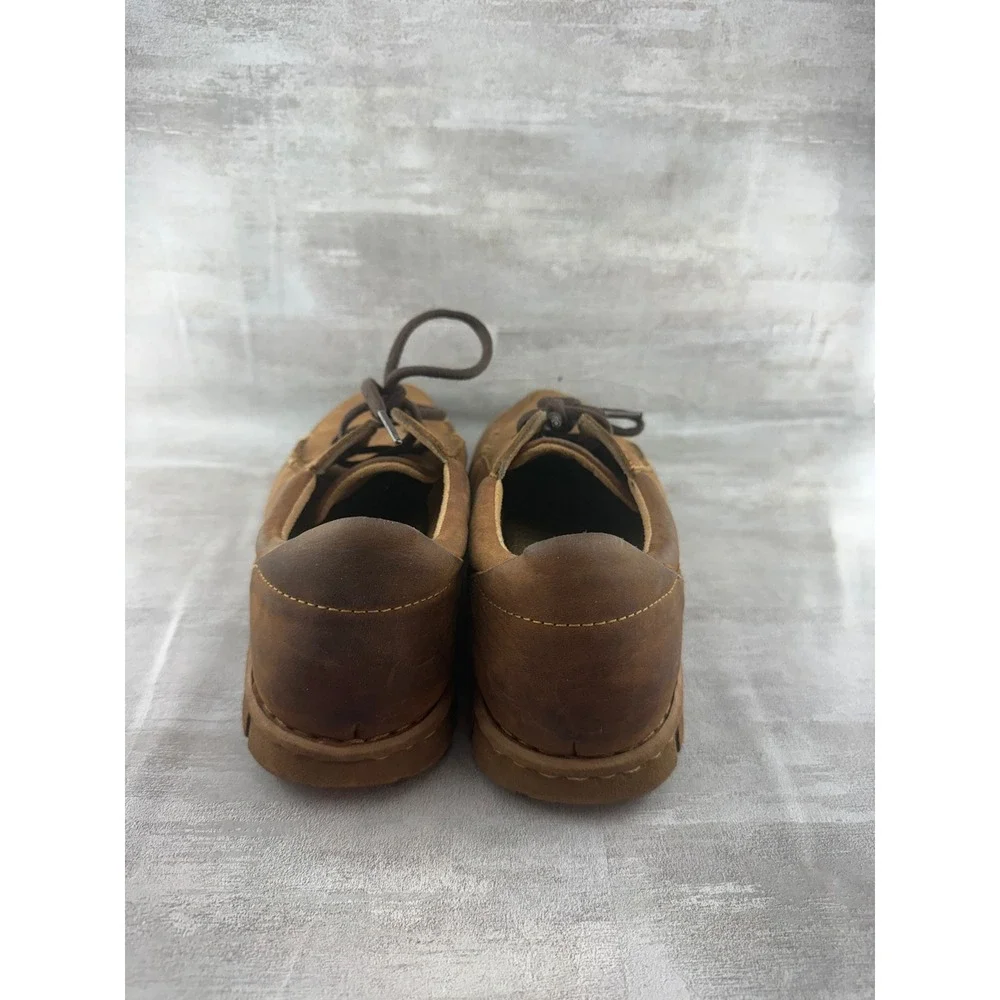 Born Hemlock Men Brown Leather Lace Up Moc Toe Boat Shoe Loafers H39341 Size 10